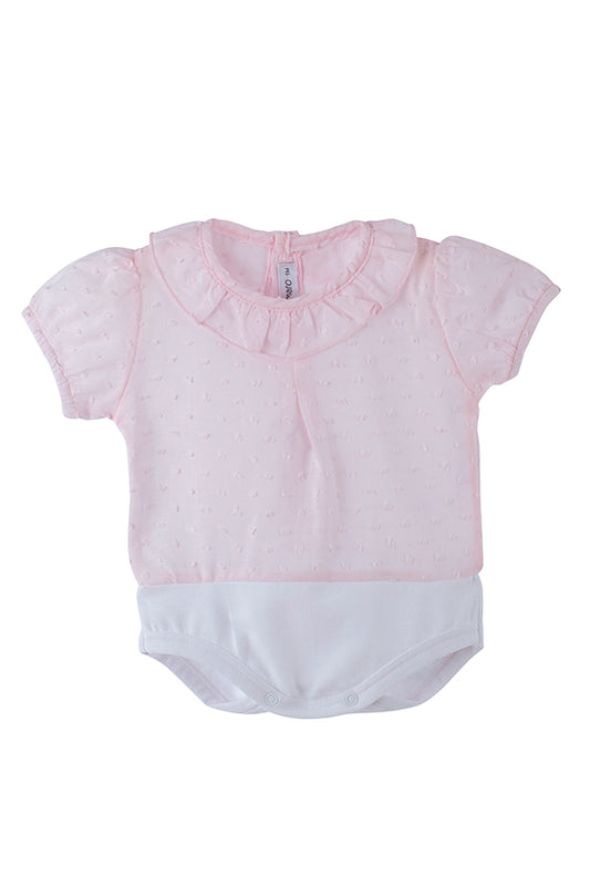 Body camisa m/c rosa